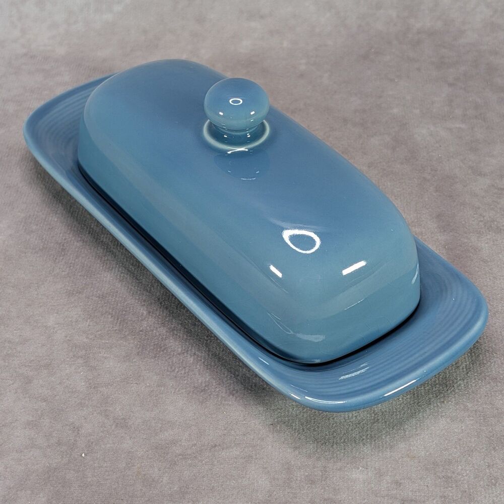 Vintage Nancy Calhoun Japan Light Blue Ceramic Covered Butter Dish Pottery